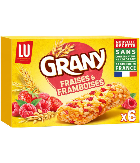 BARRES CEREALES GRANY FRAISE ET FRAMBOISE LU 108G