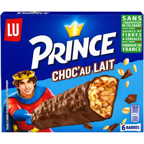 BARRES CEREALES PRINCE CHOC'AU LAIT LU 125G