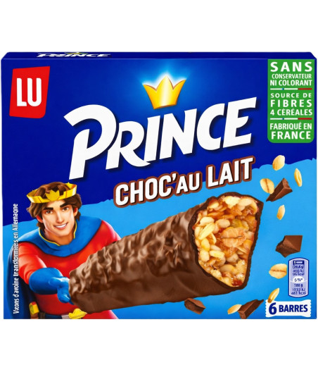 BARRES CEREALES PRINCE CHOC'AU LAIT LU 125G