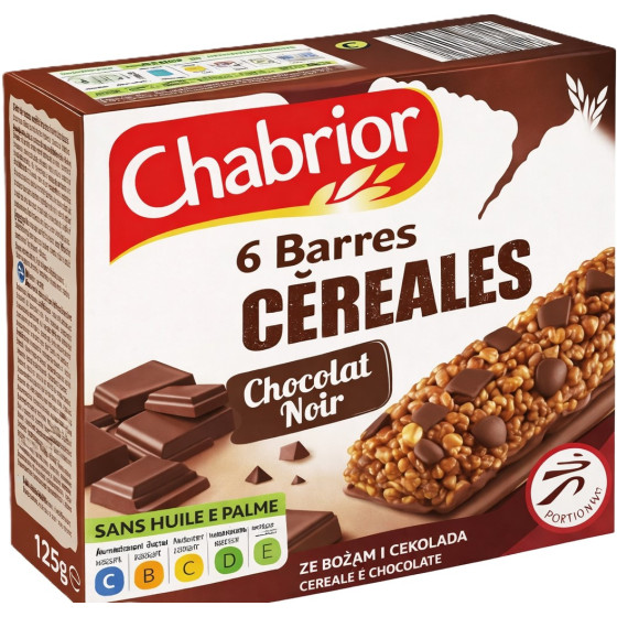 BARRES CEREALES CHOCOLAT NOIR CHABRIOR 125G