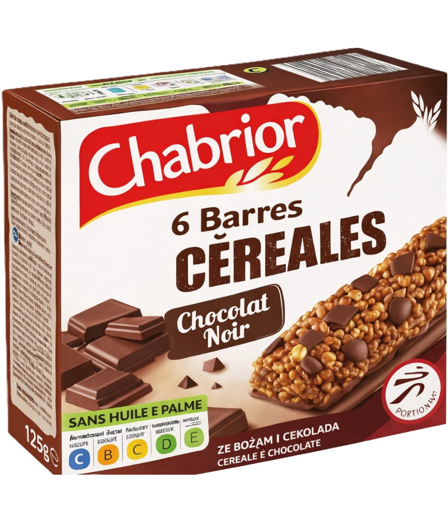 BARRES CEREALES CHOCOLAT NOIR CHABRIOR 125G
