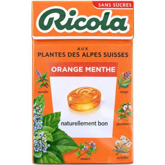 BONBONS ORANGE MENTHE RICOLA 50G