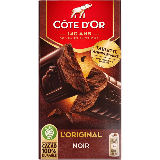 TABLETTE DE CHOCOLAT NOIR CÔTE D'OR L'ORIGINAL 200G