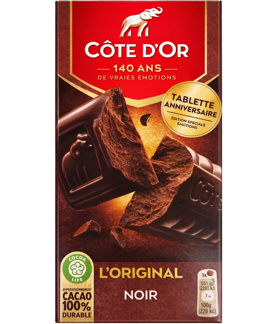 TABLETTE DE CHOCOLAT NOIR CÔTE D'OR L'ORIGINAL 200G