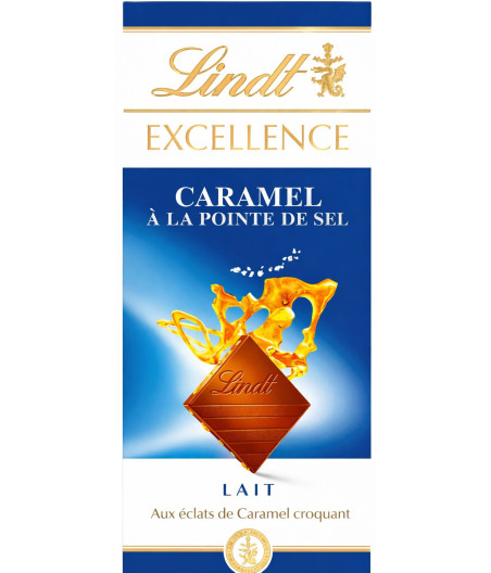 TABLETTE DE CHOCOLAT AU LAIT CARAMEL LINDT 100G