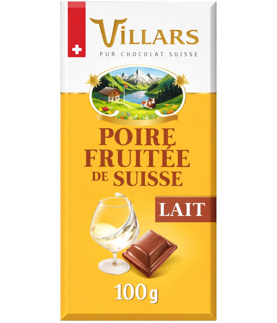 TABLETTE DE CHOCOLAT LAIT POIRE FRUITEE DE SUISSE VILLARS 100G
