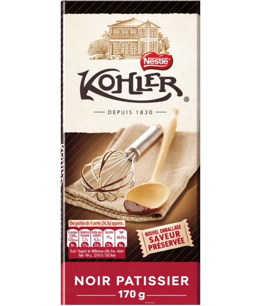 TABLETTE DE CHOCOLAT NOIR PATISSIER KOHLER NESTLE 170G