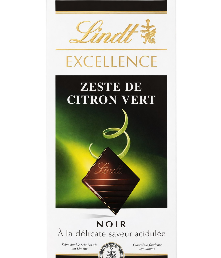 TABLETTE DE CHOCOLAT NOIR EXELLENCE CITRON VERT LINDT 100G