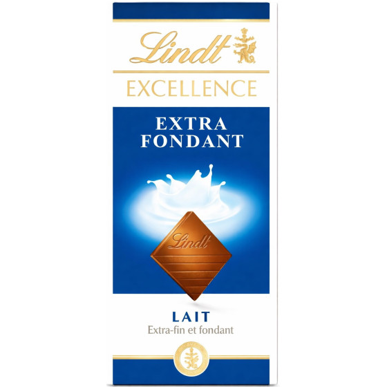 TABLETTE DE CHOCOLAT AU LAIT EXCELLENCE EXTRA FONDANT LINT 100G