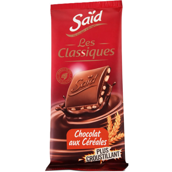 TABLETTE DE CHOCOLAT AUX CEREALES LES CLASSIQUES SAÏD 75G