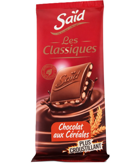 TABLETTE DE CHOCOLAT AUX CEREALES LES CLASSIQUES SAÏD 75G
