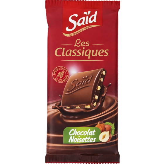 TABLETTE DE CHOCOLAT NOISETTES LES CLASSIQUES SAÏDA 100G