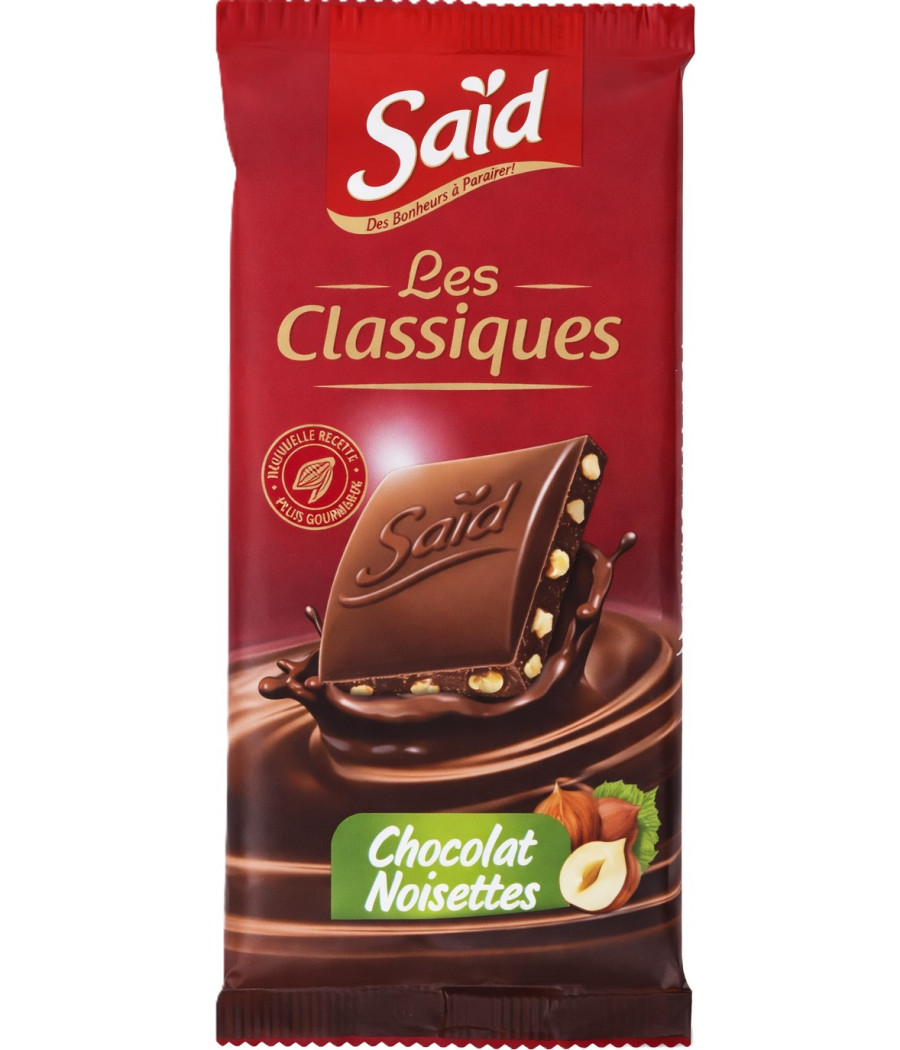 TABLETTE DE CHOCOLAT NOISETTES LES CLASSIQUES SAÏDA 100G