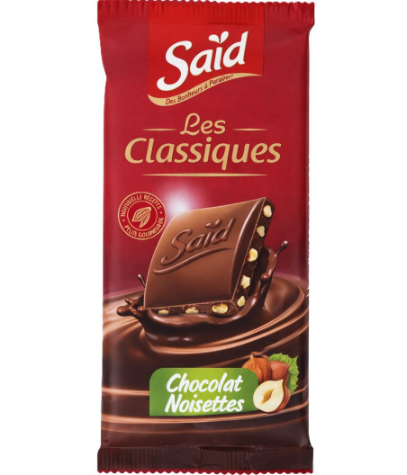 TABLETTE DE CHOCOLAT NOISETTES LES CLASSIQUES SAÏDA 100G