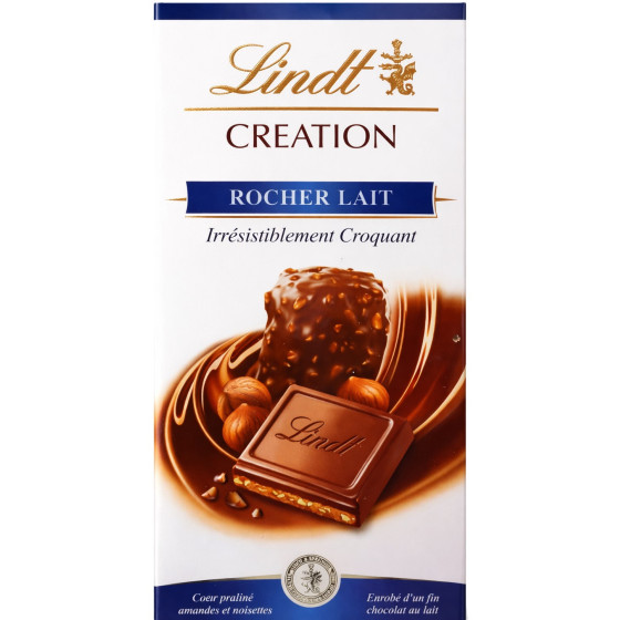 TABLETTE DE CHOCOLAT CREATION ROCHER LAIT LINDT 150G