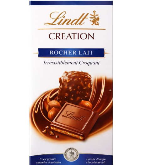 TABLETTE DE CHOCOLAT CREATION ROCHER LAIT LINDT 150G