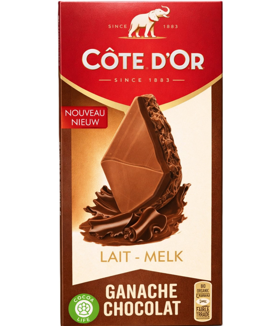 TABLETTE DE CHOCOLAT AU LAIT GANACHE COTE D'OR 155G