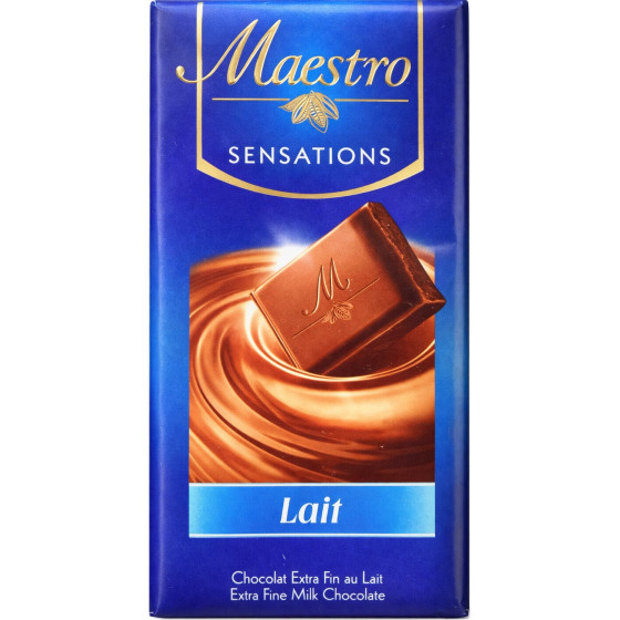 TABLETTE DE CHOCOLAT AU LAIT SENSATIONS MAESTRO 90G