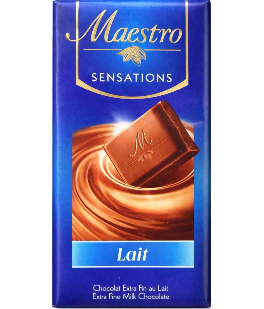 TABLETTE DE CHOCOLAT AU LAIT SENSATIONS MAESTRO 90G