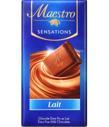 TABLETTE DE CHOCOLAT AU LAIT SENSATIONS MAESTRO 90G