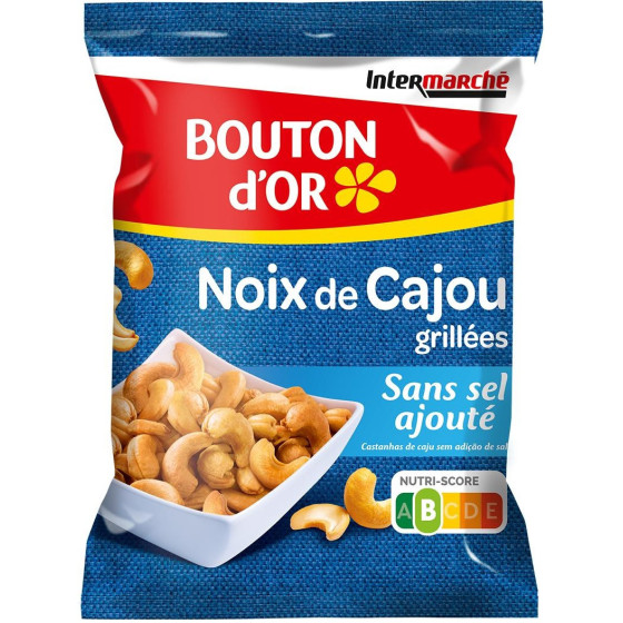 NOIX DE CAJOU GRILLEES SANS SEL AJOUTE BOUTON D'OR 125G