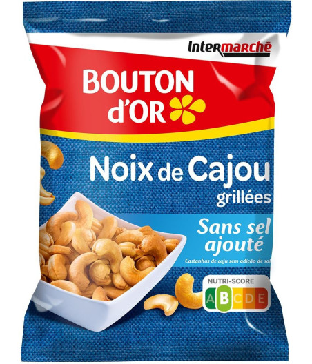 NOIX DE CAJOU GRILLEES SANS SEL AJOUTE BOUTON D'OR 125G