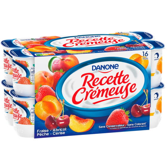 YAOURTS DANONE RECETTE CREMEUSE AUX FRUITS PANACHE 16X125G