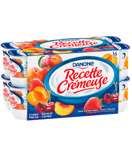 YAOURTS DANONE RECETTE CREMEUSE AUX FRUITS PANACHE 16X125G