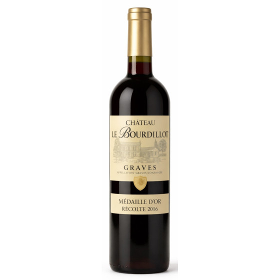 VIN ROUGE CHATEAU LE BOURDILLOT AOP GRAVES , MEDAILLE D'OR RECOLTE 2016 75CL