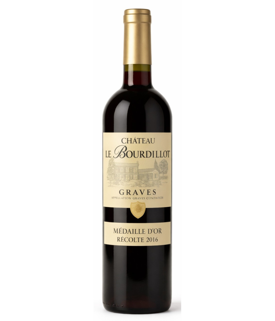 VIN ROUGE CHATEAU LE BOURDILLOT AOP GRAVES , MEDAILLE D'OR RECOLTE 2016 75CL