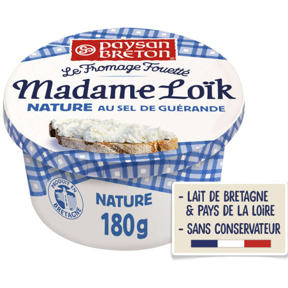 FROMAGE FOUETTE PAYSAN BRETON  MADAME LOIK  AU SEL DE GUERANDE 180G