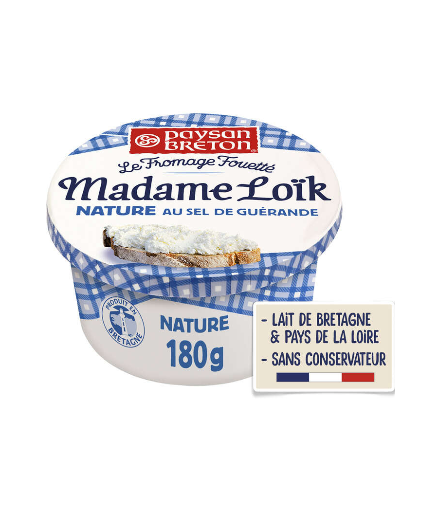 FROMAGE FOUETTE PAYSAN BRETON  MADAME LOIK  AU SEL DE GUERANDE 180G
