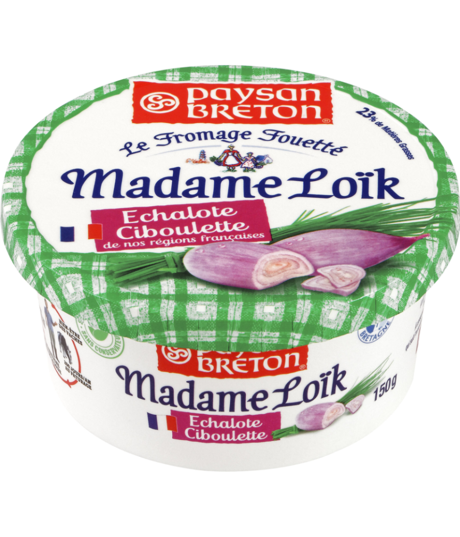FROMAGE FOUETTE PAYSAN BRETON MADAME LOIK  ECHALOTE CIBOULETTE 150G