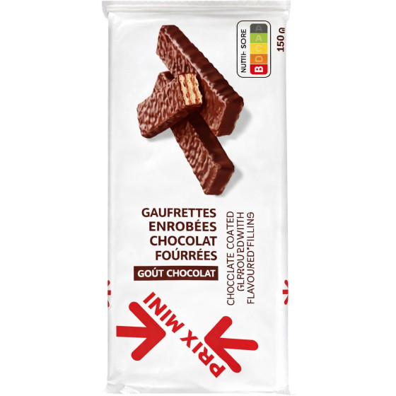 GAUFRETTES ENROBEES CHOCOLAT PRIX MINI 150G