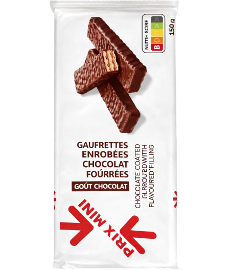 GAUFRETTES ENROBEES CHOCOLAT PRIX MINI 150G