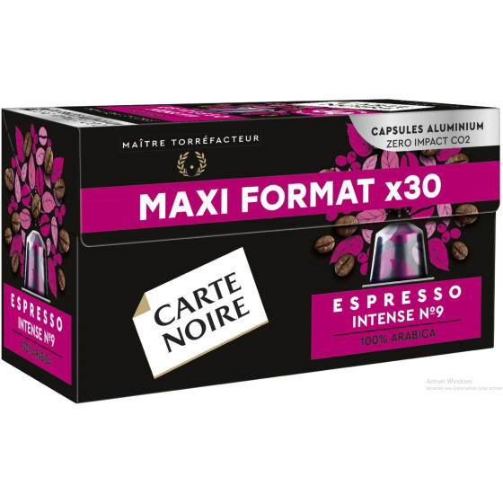 CAFE AROMATIQUE ET CORSE ESPRESSO INTENSE NUMERO 9 CARTE NOIR 165G