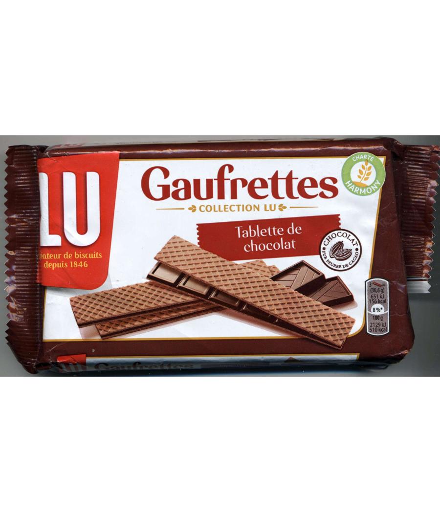 GAUFRETTES TABLETTE DE CHOCOLAT LU 92G