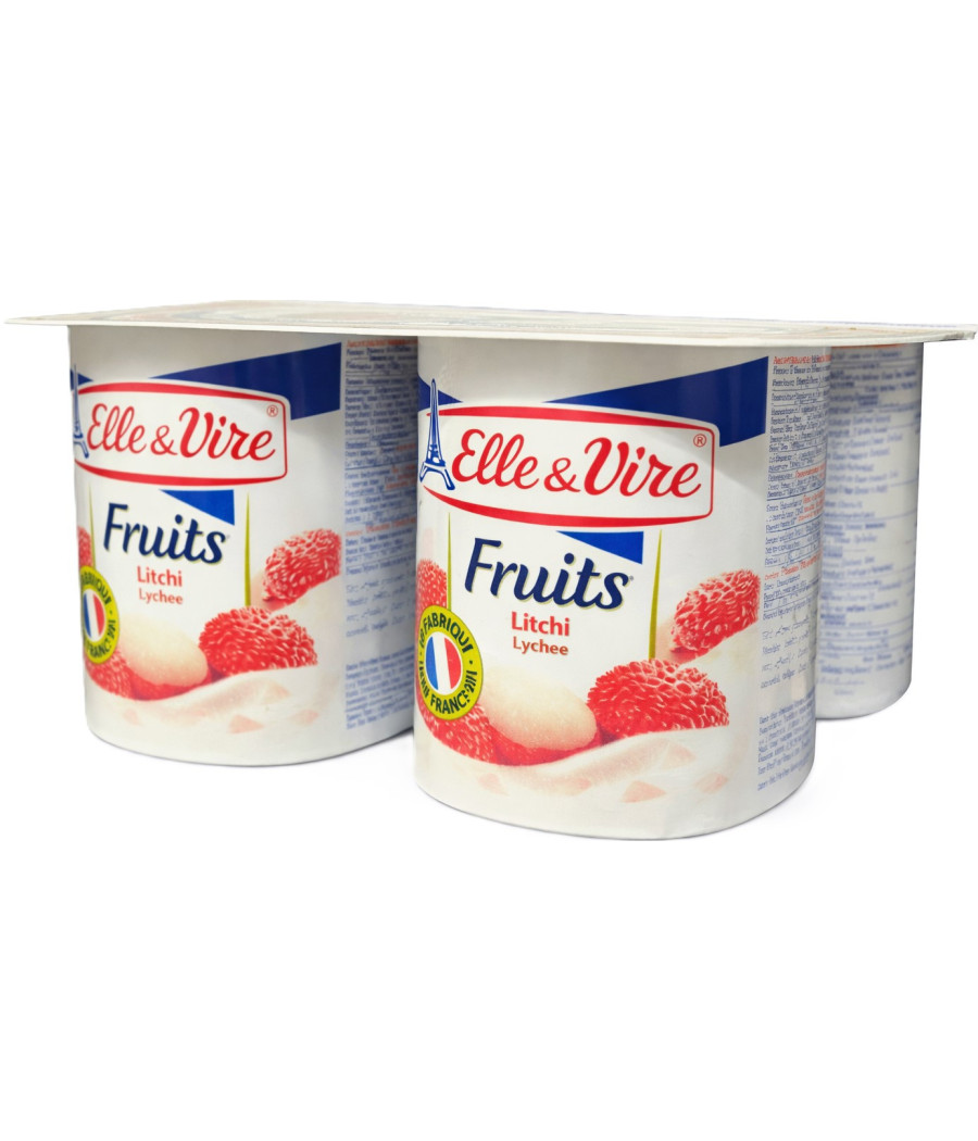 YAOURT FRUITS LITCHI ELLE & VIRE 4X125G