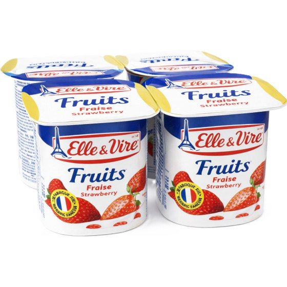YAOURT FRUITS FRAISE ELLE & VIRE 4X125G