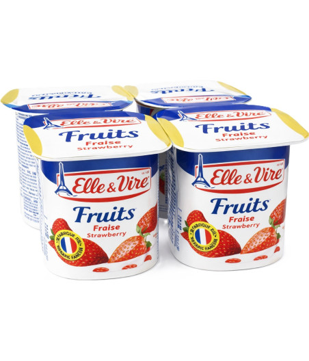 YAOURTS FRUITS FRAISE ELLE & VIRE 4X125G