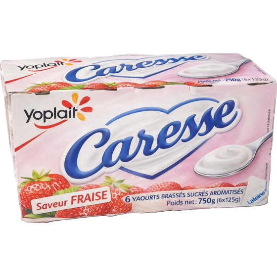 YAOURTS BRASSES SUCRES YOPLAIT CARESSE FRAISE 6X125G