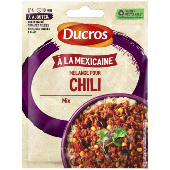 FOND DE PLAT DUCROS MELANGE POUR CHILI MEXICAIN DUCROS 20G
