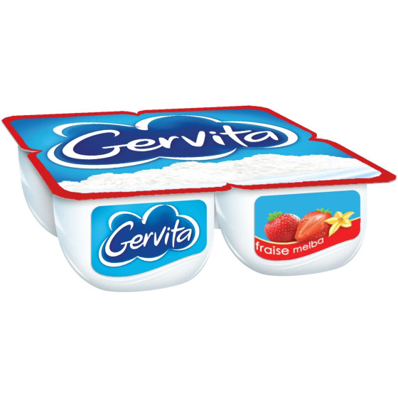 FROMAGE BLANC GERVITA SUR LIT DE FRAISE DANONE 4X100G