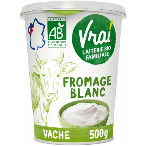 FROMAGE BLANC AU LAIT DE VACHE BIO VRAI 500G