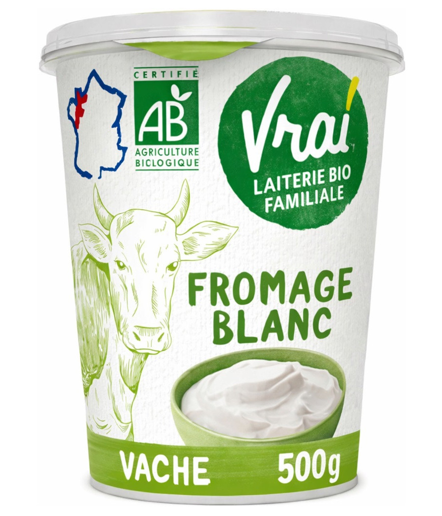 FROMAGE BLANC AU LAIT DE VACHE BIO VRAI 500G
