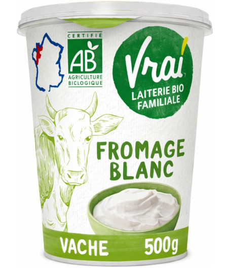 FROMAGE BLANC AU LAIT DE VACHE BIO VRAI 500G