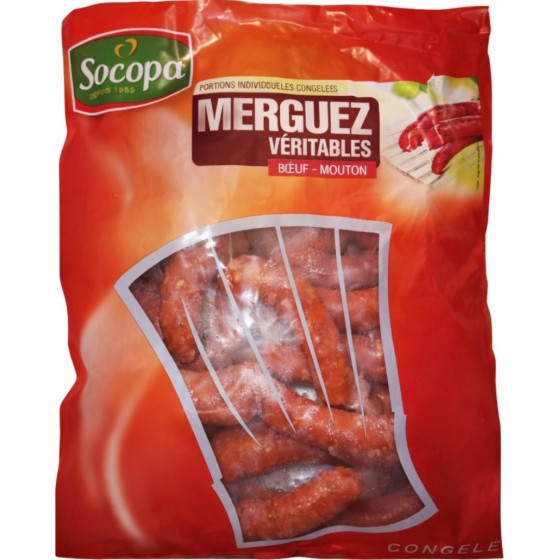 MERGUEZ BOEUF MOUTON SURGELE SOCOPA 1KG