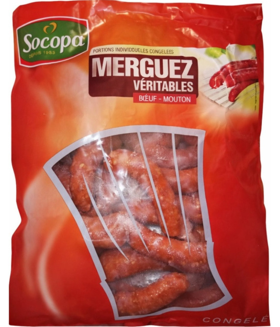 MERGUEZ BOEUF MOUTON SURGELE SOCOPA 1KG