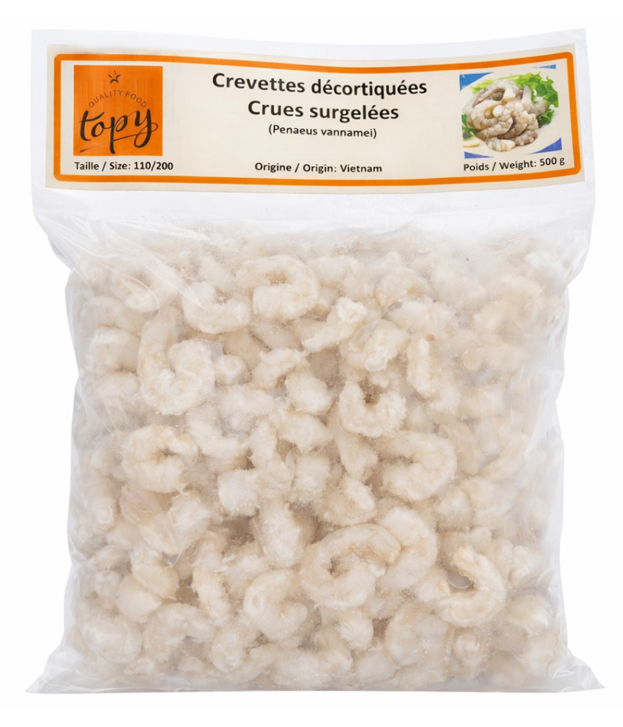 CREVETTE DECORTIQUE 110/200 ORIGINE VIETNAM TOPY 500GX20 SOIT 10KG