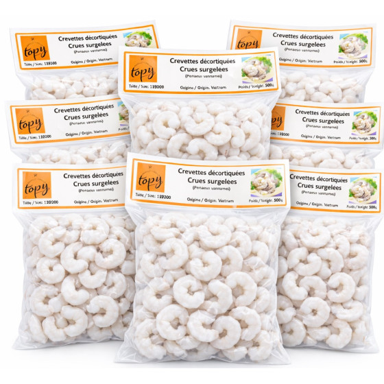 CREVETTE DECORTIQUE 110/200 ORIGINE VIETNAM TOPY 500GX20 SOIT 10KG